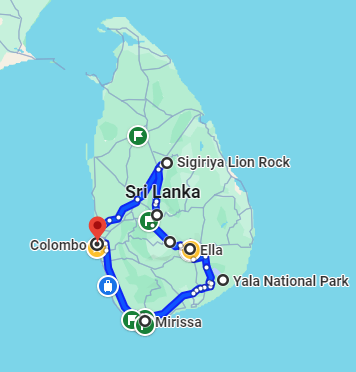Coastal Paradise route map
