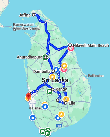 Adventure and Safari route map
